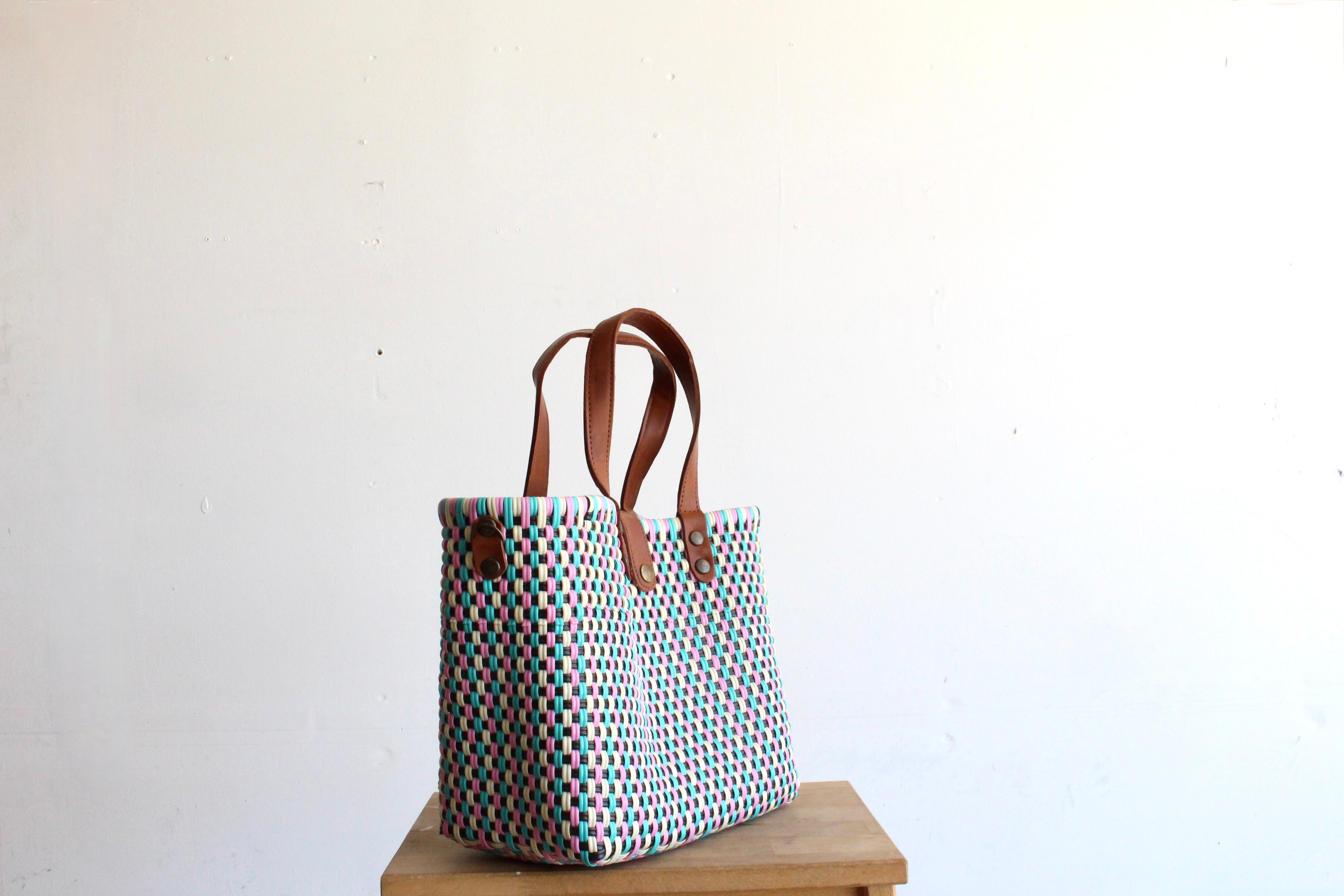 White, Black, Teal & Pink Purse bag by MexiMexi